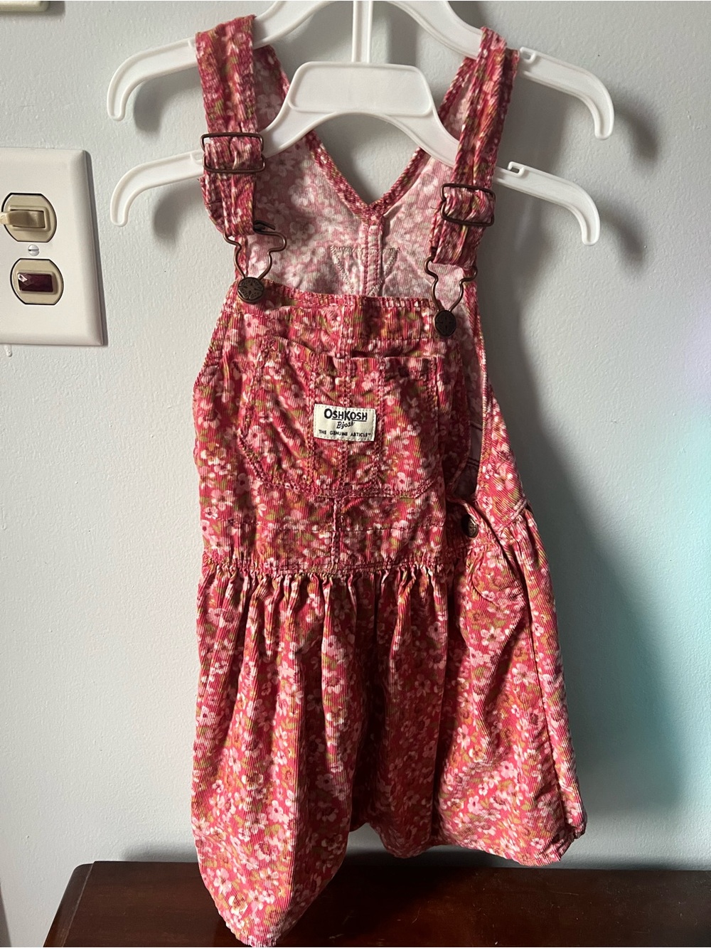 OshKosh B'gosh Pink Floral Corduroy Overall Dress